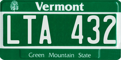 VT license plate LTA432