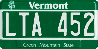 VT license plate LTA452