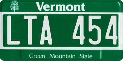 VT license plate LTA454
