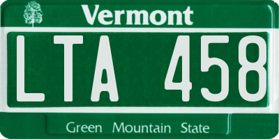 VT license plate LTA458