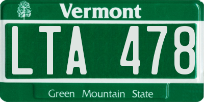VT license plate LTA478