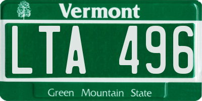 VT license plate LTA496