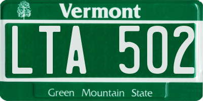 VT license plate LTA502