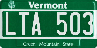 VT license plate LTA503