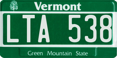 VT license plate LTA538