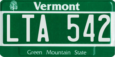 VT license plate LTA542