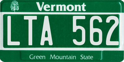 VT license plate LTA562