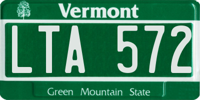 VT license plate LTA572