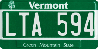 VT license plate LTA594