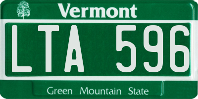 VT license plate LTA596