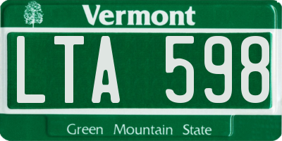 VT license plate LTA598