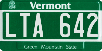 VT license plate LTA642