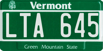 VT license plate LTA645