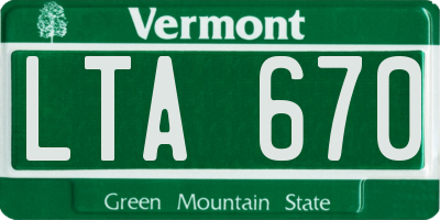 VT license plate LTA670
