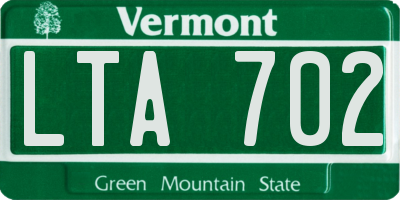 VT license plate LTA702