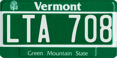 VT license plate LTA708