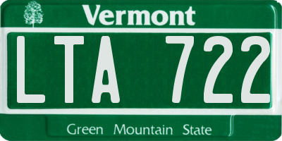 VT license plate LTA722