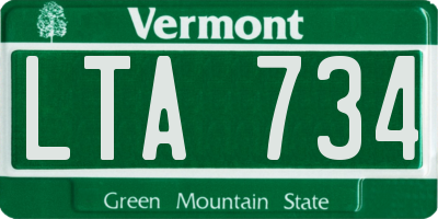 VT license plate LTA734