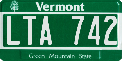 VT license plate LTA742