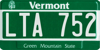 VT license plate LTA752