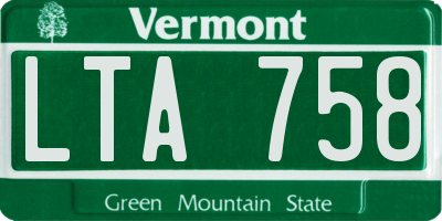 VT license plate LTA758