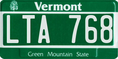 VT license plate LTA768