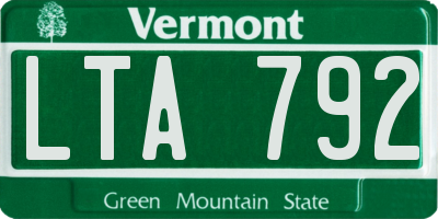 VT license plate LTA792
