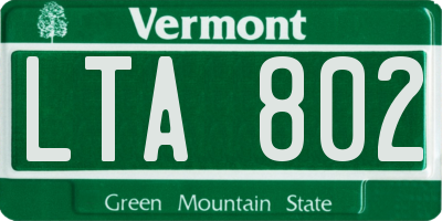 VT license plate LTA802