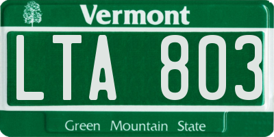 VT license plate LTA803