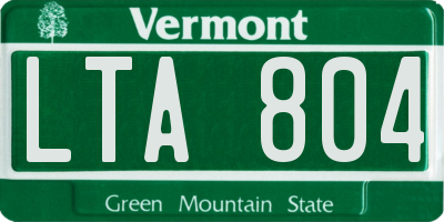 VT license plate LTA804