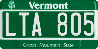 VT license plate LTA805