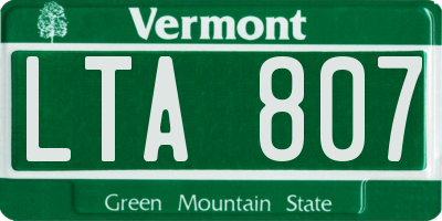 VT license plate LTA807
