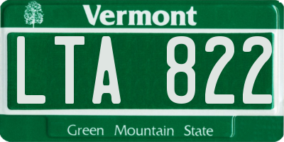 VT license plate LTA822