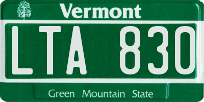 VT license plate LTA830