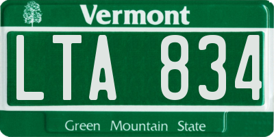 VT license plate LTA834