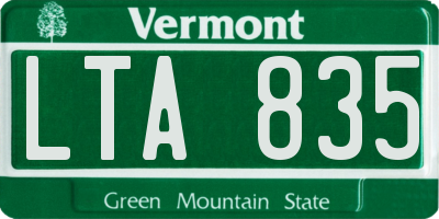 VT license plate LTA835