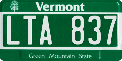 VT license plate LTA837