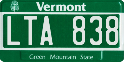 VT license plate LTA838