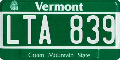 VT license plate LTA839