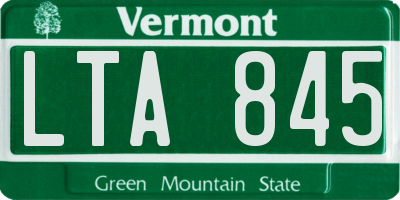 VT license plate LTA845