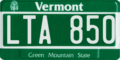 VT license plate LTA850