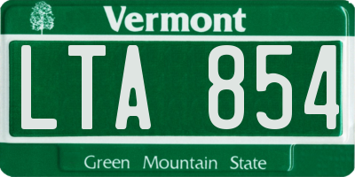 VT license plate LTA854