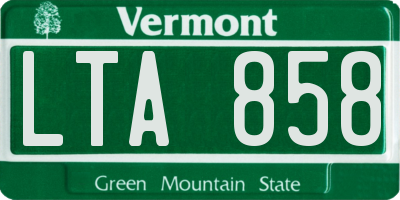 VT license plate LTA858