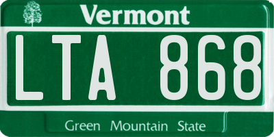 VT license plate LTA868