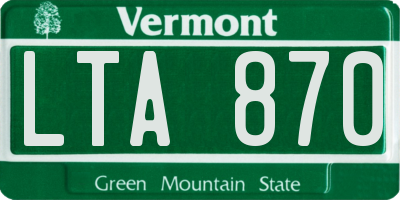 VT license plate LTA870