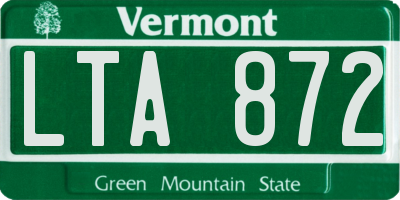 VT license plate LTA872