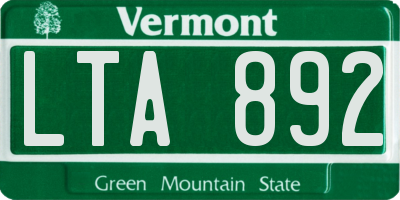 VT license plate LTA892