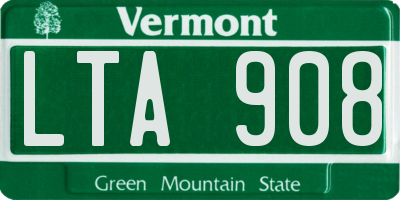 VT license plate LTA908