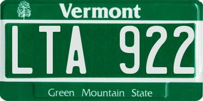 VT license plate LTA922