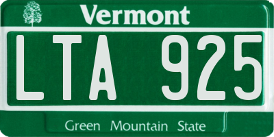 VT license plate LTA925